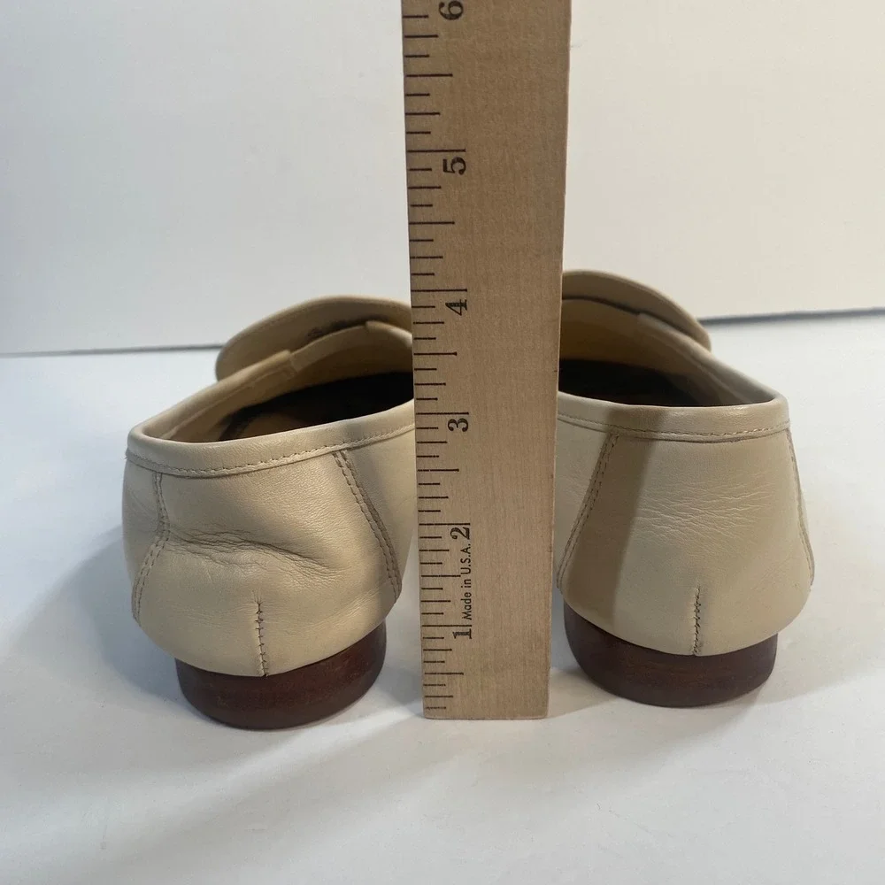 Sam Edelman Loraine Bit Loafers Women 6.5 Ivory Leather‎ Gold Hardware Classic